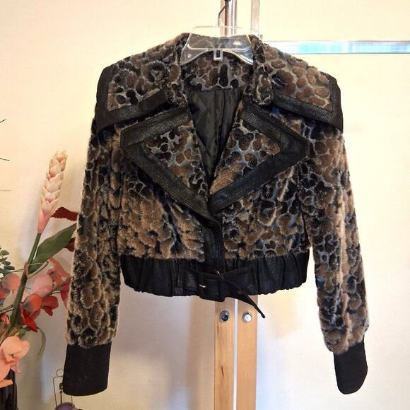 NWT Women's Gray Black Faux Fur Jackets Open Front Long Sleeve Outerwear 4 - Picture 1 of 9